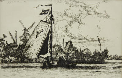 Un Barque, Avec Un Moulin A Vent