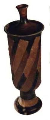 Tall Covered Jar with Diagonal Lines