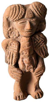 Squint-Eyed Figure with Small Lap Figures